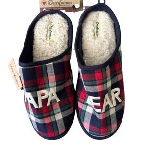 Dearfoams Cozy Comfort Memory Foam PAPA BEAR Men's LG.11/12 Plaid Clog Slipper